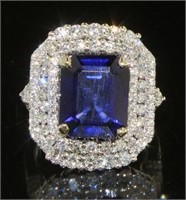 14kt Gold 9.02 ct Sapphire & Diamond Ring