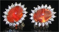 Natural Oval 1.60 ct Fire Opal Stud Earrings