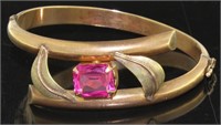 14kt Gold Antique 4.60 ct Pink Ruby Bracelet