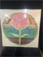 Framed Batik of Tulip Signed by Artist B. Bell '80