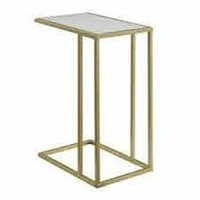 20" C-TABLE WHITE FAUX MARBLE/GOLD