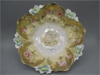 UM RS Prussia  10" lily mold floral bowl w/ gold