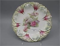 RS Prussia 9" floral plate w/ glass bowl flowers