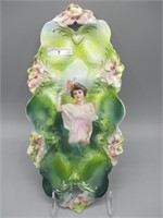 RS Prussia 13" lily mold celery tray w/ Summer