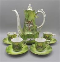 RS Prussia Cottage scene 10pc demitasse set