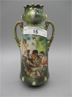 RS Prussia 5" jeweled Dice Thrower 2 handled vase