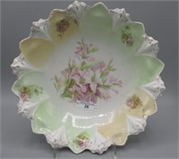 UM RS Prussia 10" floral bowl w/ Clematis decor