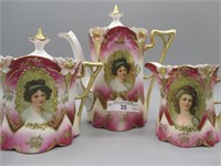 UM RS Prussia 3 pc lily mold teaset w/ gold