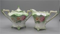 RS Prussia floral ft'd cream sugar set w/ roses