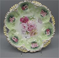 RS Prussia 11" floral cake plate w/. roses decor