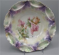 RS Prussia 11" floral bowl w/ long stem roses