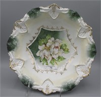 RS Prussia 10.5" shield mold floral bowl