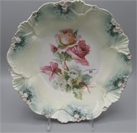 RS Prussia 10.5" floral bowl w/ long stem roses