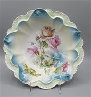 RS Prussia 10.5" floral bowl w/ Long Stem ROses