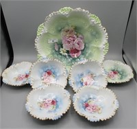 RS Prussia 7pc floral berry set w poppy decor