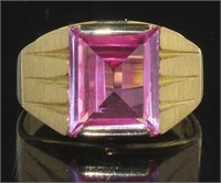 10kt Gold Men's Pink Sapphire Ring