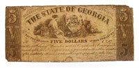 1864 State of Georgia $5.00 Confederate Currency