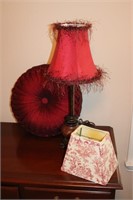 RED LAMP,. TUFTED PILLOW-EXTRA SHADE