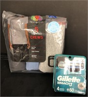 Gillette Mach3 & Fruit of the Loom 5 crew -large