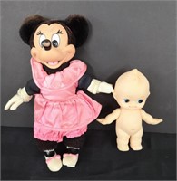 Vintage Minnie Mouse doll and a Kewpie doll