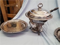silverplate Chafing dish and lazy susan