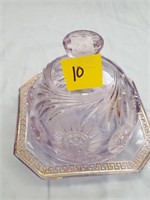 Purple and gold Butter dish