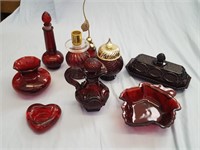 9 pcs.Avon cranberry glass