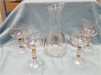 5PC. Decanter and glasses