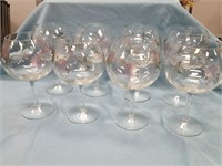 8 lg. wine glasses w/ etched grapes