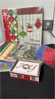 Christmas boxes, cards, tissue paper, with window