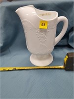 White glass pitcher