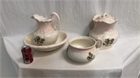 Victorian pitcher and bowl with matching chamber