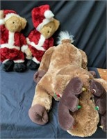 3 stuffed Christmas animals and bears