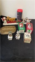 Group of Christmas ornaments and holiday decor