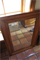 LARGE WOODEN FRAME MIRROR 27"W X 39"H