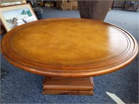 Leather Topped Wood Coffee Table 35.5" x 17.5"