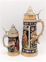 (2) German Steins 9" and 14"