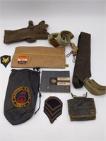 Vintage Military Items : Patches, Pins, Sack,