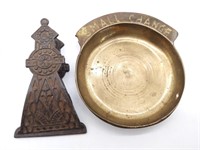 Brass Small Change Dish and Metal Note Holder