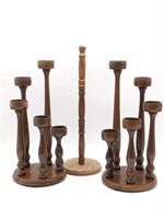 Wood Candlesticks 14.5" and Paper Towel Holder