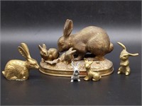 Brass and Pewter Rabbit Figures 4.5" and Smaller