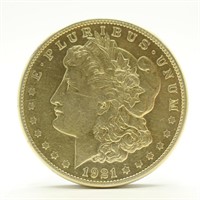 Gold Plated 1921-S Morgan Silver Dollar - XF