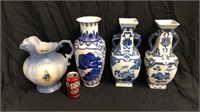 4 pieces of blue and white porcelain