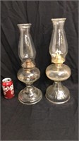 2 antique oil lamps
