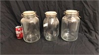 3 extra tall jars with glass lids