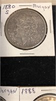 1880 S Morgan silver dollar