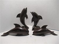 Carved Ironwood Dolphin Sculptors - qty 4