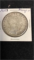 1887 Morgan silver dollar