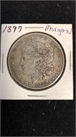 1897 Morgan silver dollar