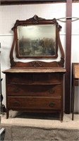 Antique oak dresser with mirror needs refinishing
